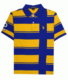 Uspa Mustard Blue Two Colour Polo Shirt